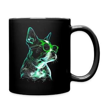 Chien futuriste cool avec des lunettes de soleil vertes - Mug uni - noir - Droite