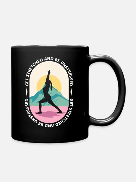 Yoga, Sports, Stretching, Nature, Wellness, Meditation - Full Colour Mug - black