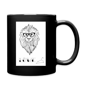 Löwe Nerd - Tasse einfarbig - Schwarz - Rechts