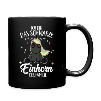 Das schwarze Einhorn der Familie Schwarzes Schaf - Tasse einfarbig - Schwarz - Rechts
