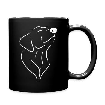 Dogs head white - Full Colour Mug - black - Right