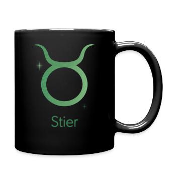 Sternzeichen Stier - Tasse einfarbig - Schwarz - Rechts
