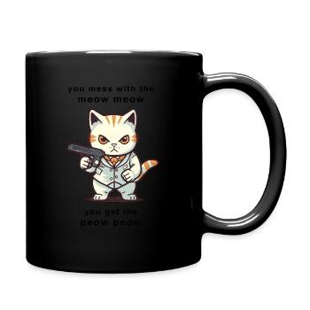 meow meow peow peow - Tasse einfarbig - Schwarz - Rechts
