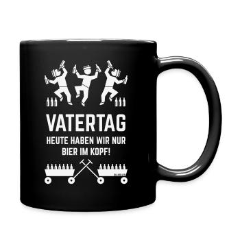 Vatertag – Bier Im Kopf (2 Bollerwagen / White) - Tasse einfarbig - Schwarz - Rechts