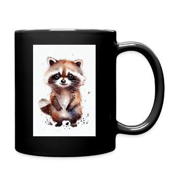 Aquarelle de raton laveur - Mug uni - noir - Droite