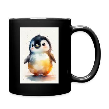 Pinguin Pinguine Tier Watercolor - Tasse einfarbig - Schwarz - Rechts