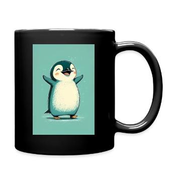Pinguin Pinguine Tier Happy - Tasse einfarbig - Schwarz - Rechts