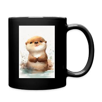 Otter Sea Otter Cute Watercolor - Full Colour Mug - black - Right
