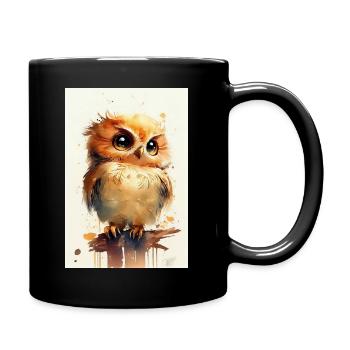 Eule Vogel Tier Eulen Cute Watercolor - Tasse einfarbig - Schwarz - Rechts