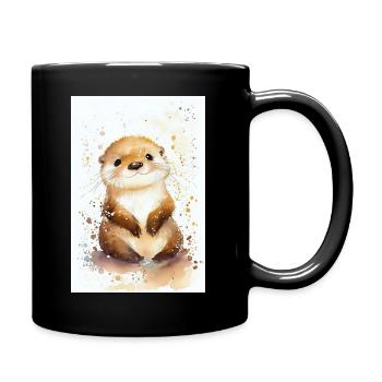Otter Sea Otter Watercolor Cute - Full Colour Mug - black - Right