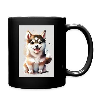 Husky Sibérien Chien Aquarelle Mignon - Mug uni - noir - Droite