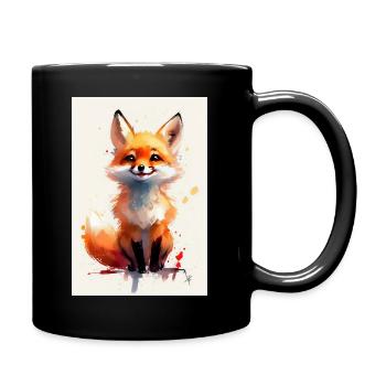 Fuchs Füchse Tier Watercolor - Tasse einfarbig - Schwarz - Rechts