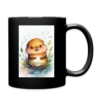 Beaver Animal Watercolor Cute - Full Colour Mug - black - Right