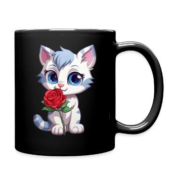 Cute Cat - Full Colour Mug - black - Right