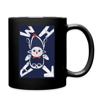 Fantasie Wesen Shirt Grafik Blau weiss Vogel WHAT - Tasse einfarbig - Schwarz - Rechts