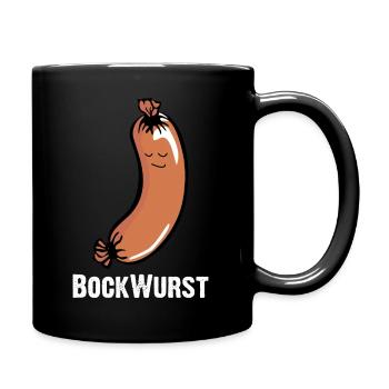 Bockwurst, Augsburger, Knackwurst oder Brühwurst - Tasse einfarbig - Schwarz - Rechts