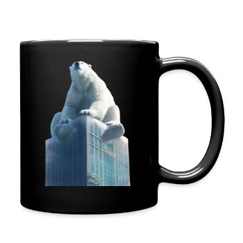 Der Eisbär auf dem Dach - Tasse einfarbig - Schwarz - Rechts