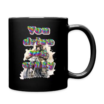 Affe auf Motorrad & cooler Chopper - Tasse einfarbig - Schwarz - Rechts