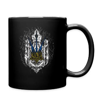 Wappen der Ukraine (Tryzub) - Tasse einfarbig - Schwarz - Rechts