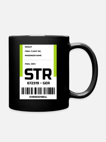Flughafen Reise Etikett Aufkleber Stuttgart STR - Tasse einfarbig - Schwarz