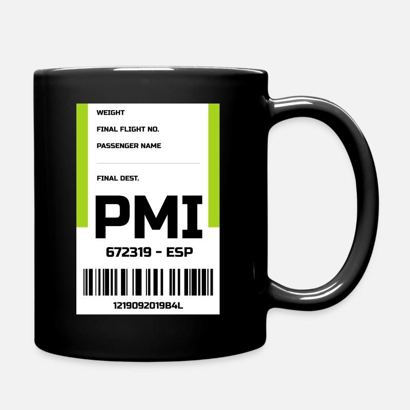 Flughafen Reise Etikett Aufkleber Mallorca PMI - Tasse einfarbig - Schwarz