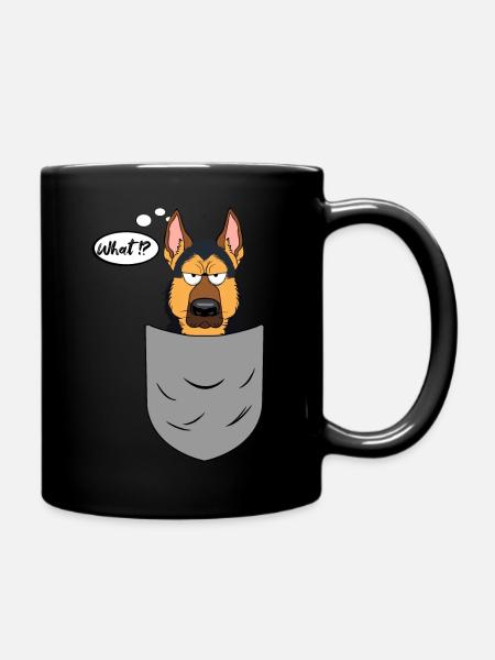 Schäferhund in Brusttasche, lustig - Tasse einfarbig - Schwarz
