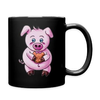 Gourmet-Schwein - Tasse einfarbig - Schwarz - Rechts