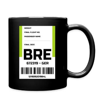 Flughafen Reise Etikett Aufkleber Bremen BRE - Tasse einfarbig - Schwarz - Rechts