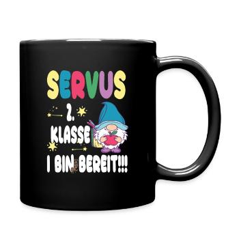 farbenfrohes Design für den Schulstart - Servus - Tasse einfarbig - Schwarz - Rechts