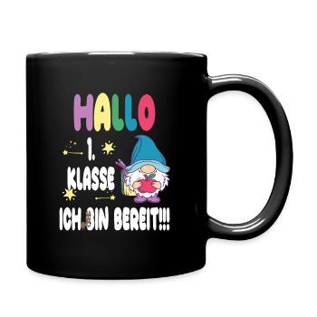 lustiges T-Shirt für den Schulstart - Hallo - Tasse einfarbig - Schwarz - Rechts