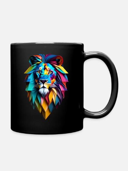 Löwen Herz - Tasse einfarbig - Schwarz