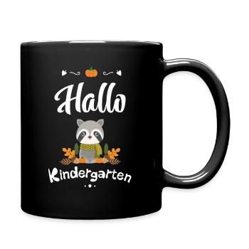 niedliches Waschbär Design mit Herbstmotiven - Tasse einfarbig - Schwarz - Rechts