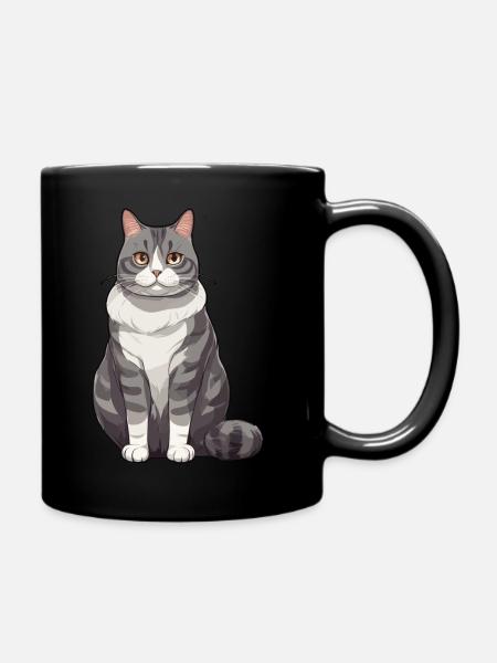 Katze - Tasse einfarbig - Schwarz