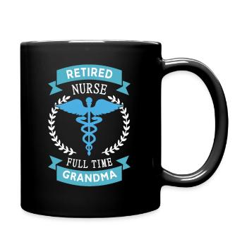 Retired Nurse, Full time Grandma - Full Colour Mug - black - Right