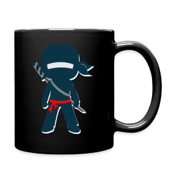 Ninja Kämpfer mit petrol farbigem Anzug - Tasse einfarbig - Schwarz - Rechts