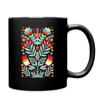 Otomi Blumen Mexikanische Blumenkunst - Tasse einfarbig - Schwarz - Rechts