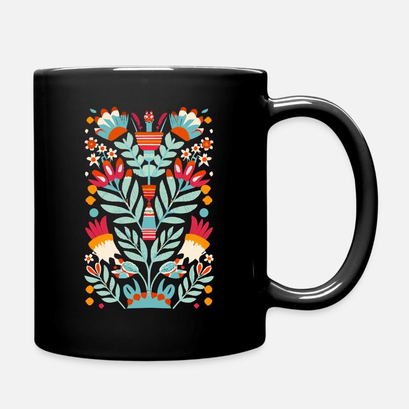 Otomi Blumen Mexikanische Blumenkunst - Tasse einfarbig - Schwarz