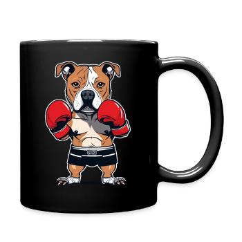 Staffordshire Bull Terrier Staffy Boxing - Full Colour Mug - black - Right