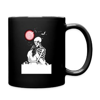Amour triste - squelette horreur-couple lune rouge - Mug uni - noir - Droite