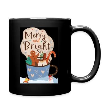 A Merry and Bright Christmas - Full Colour Mug - black - Right