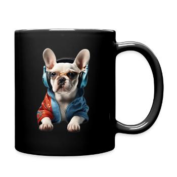 DJ bouledogue français - Mug uni - noir - Droite