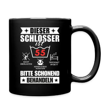 Dieser Schlosser ist 55. Schonend behandeln - Tasse einfarbig - Schwarz - Rechts