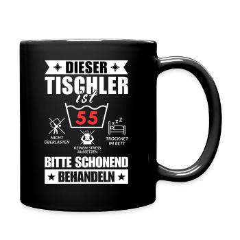 Dieser Tischler ist 55. Schonend behandeln - Tasse einfarbig - Schwarz - Rechts