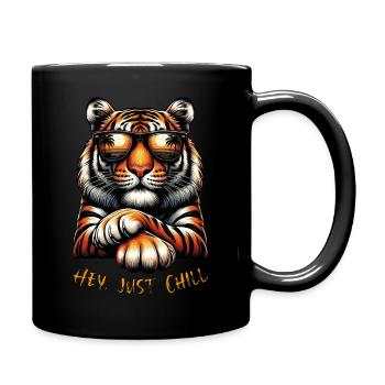 Tiger - Hey, just chill - Full Colour Mug - black - Right