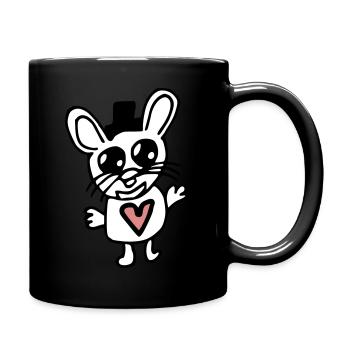 Fröhliche rdl Maus mit Herz Shirt - Tasse einfarbig - Schwarz - Rechts