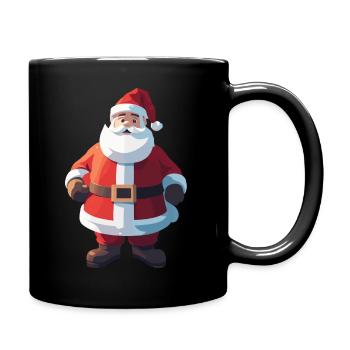 Weihnachtsmann Low Poly Weihnachten - Tasse einfarbig - Schwarz - Rechts