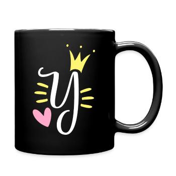 Letter Y Initial Letter Crown - Full Colour Mug - black - Right