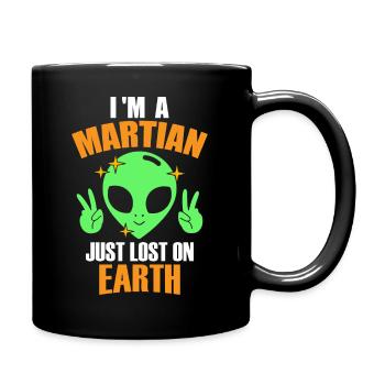Je suis un Martien juste perdu sur Terre, Humour, Fun, - Mug uni - noir - Droite
