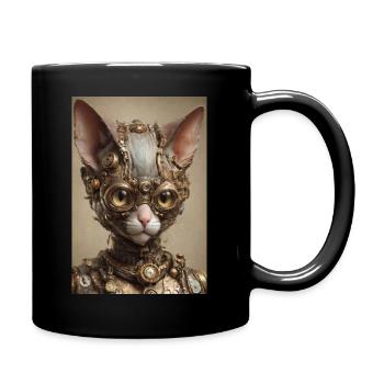 Cyber Punk Katze Sphinx - Tasse einfarbig - Schwarz - Rechts
