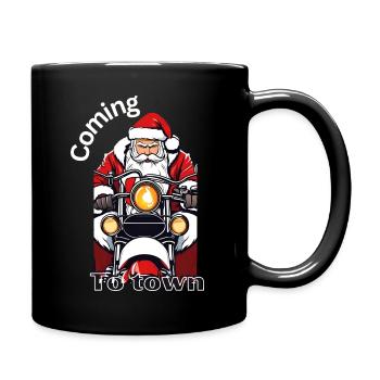 Santa Clause on motorbike - Full Colour Mug - black - Right